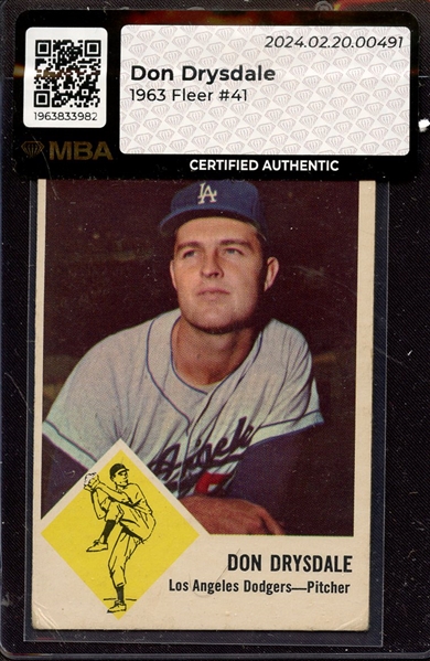 1963 FLEER 41 DON DRYSDALE MBA