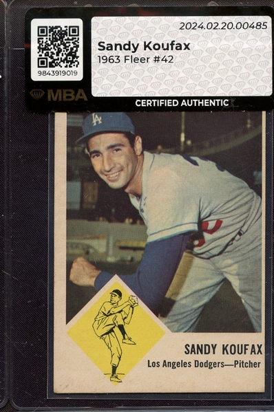 1963 FLEER 42 SANDY KOUFAX MBA