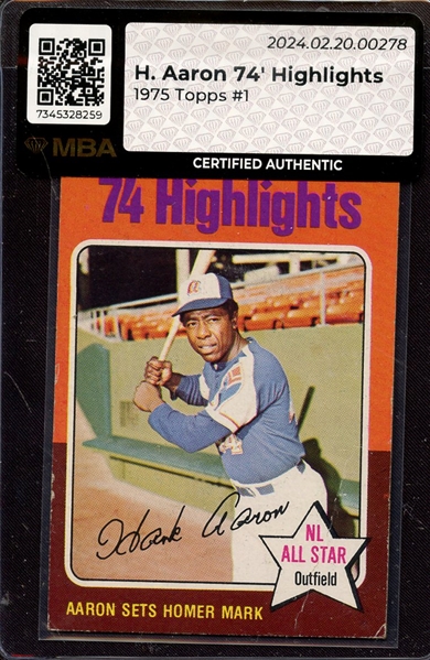 1975 TOPPS 1 HANK AARON HIGHLIGHTS MBA