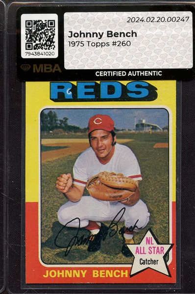 1975 TOPPS 260 JOHNNY BENCH MBA