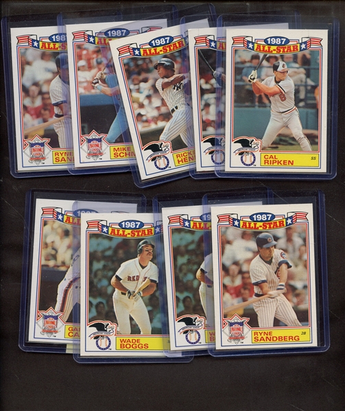 (9) 1987 TOPPS ALL STARS W/RIPKEN HENDERSON MATTINGLY