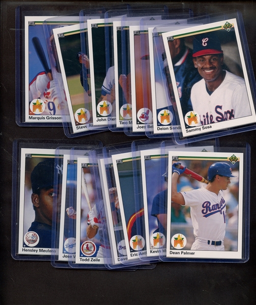 (15) 1990 UPPER DECK RC LOT W/SOSA OLERUD JUSTICE