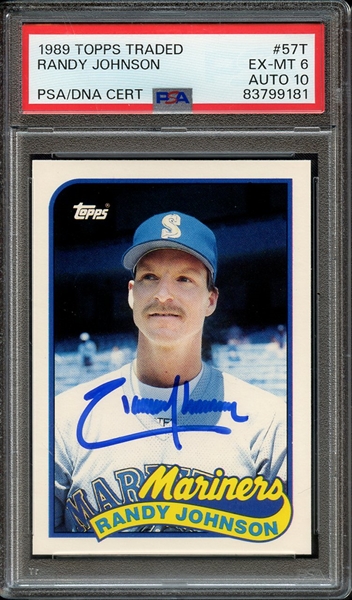 1989 TOPPS TRADED 57T SIGNED RANDY JOHNSON PSA EX-MT 6 PSA/DNA AUTO 10