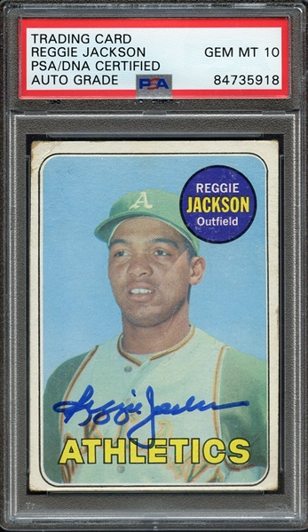 1969 TOPPS 260 SIGNED REGGIE JACKSON PSA/DNA AUTO 10