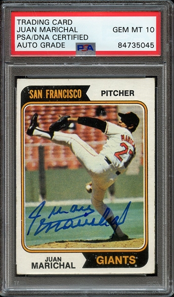 1974 TOPPS 330 SIGNED JUAN MARICHAL PSA/DNA AUTO 10