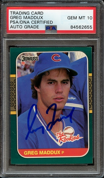 1987 DONRUSS ROOKIES 52 SIGNED GREG MADDUX PSA/DNA AUTO 10