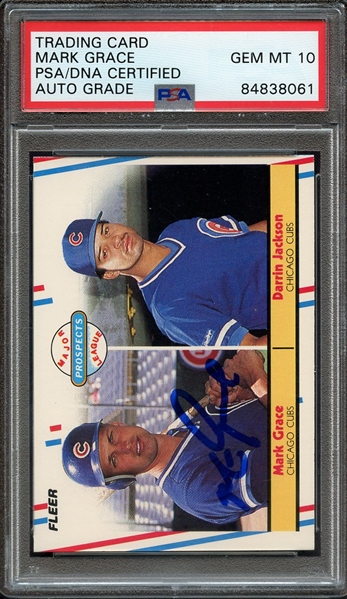 1988 FLEER 641 SIGNED MARK GRACE PSA/DNA AUTO 10