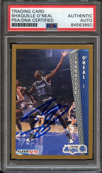 1992 FLEER 401 SIGNED SHAQUILLE O'NEAL PSA/DNA AUTO AUTHENTIC