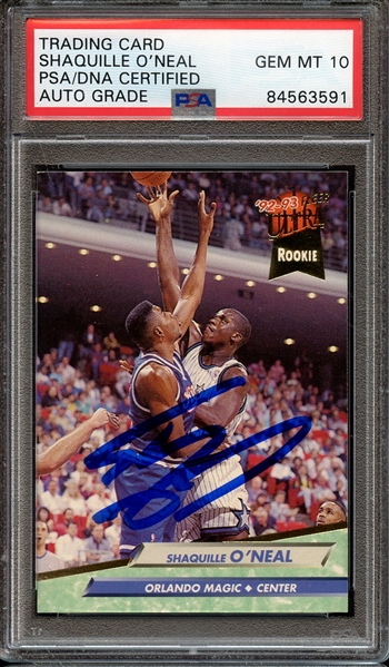 1992 ULTRA 328 SIGNED SHAQUILLE O'NEAL PSA/DNA AUTO 10