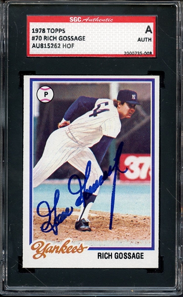 1978 TOPPS 70 SIGNED GOOSE GOSSAGE SGC AUTHENTIC