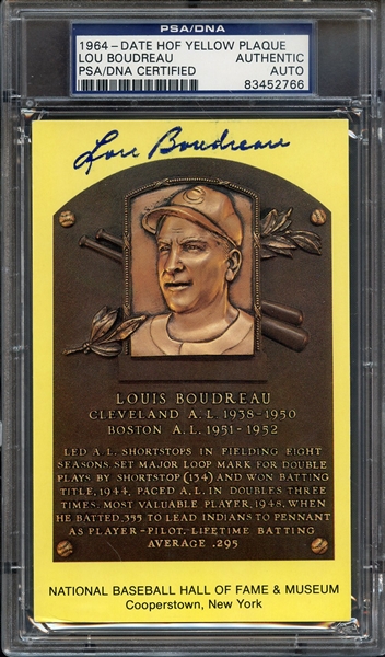 LOU BOUDREAU SIGNED HOF POSTCARD PSA/DNA AUTO AUTHENTIC