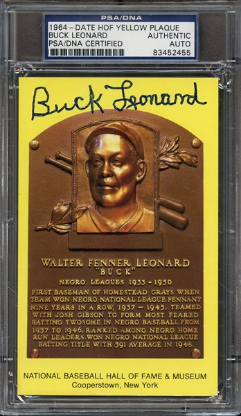 BUCK LEONARD SIGNED HOF POSTCARD PSA/DNA AUTO AUTHENTIC