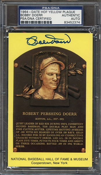 BOBBY DOERR SIGNED HOF POSTCARD PSA/DNA AUTO AUTHENTIC