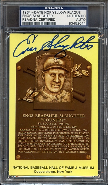 ENOS SLAUGHTER SIGNED HOF POSTCARD PSA/DNA AUTO AUTHENTIC