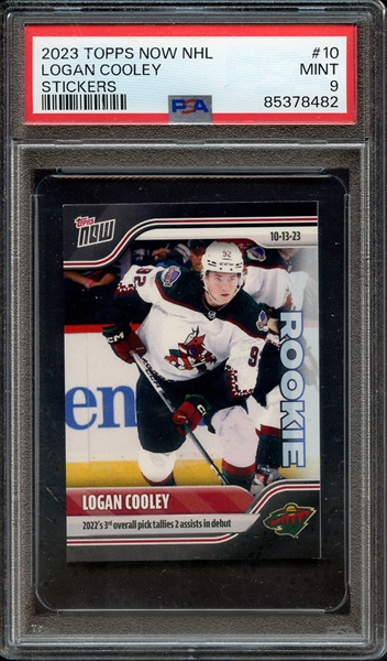 2023 TOPPS NOW NHL STICKERS 10 LOGAN COOLEY PSA MINT 9