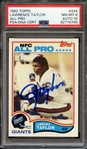 1982 TOPPS 434 SIGNED LAWRENCE TAYLOR PSA NM-MT 8 PSA/DNA AUTO 10
