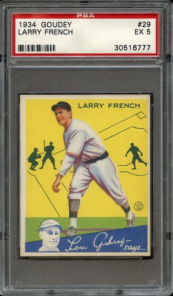 1934 GOUDEY 29 LARRY FRENCH PSA EX 5