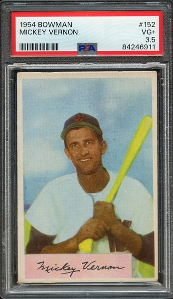 1954 BOWMAN 152 MICKEY VERNON PSA VG+ 3.5