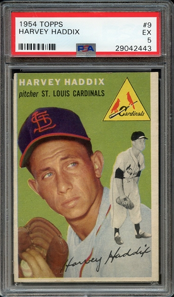 1954 TOPPS 9 HARVEY HADDIX PSA EX 5