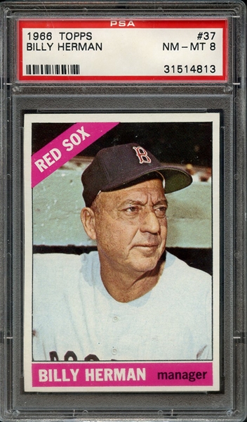 1966 TOPPS 37 BILLY HERMAN PSA NM-MT 8