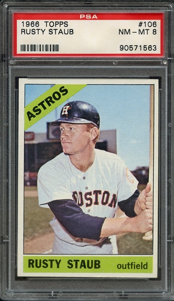 1966 TOPPS 106 RUSTY STAUB PSA NM-MT 8