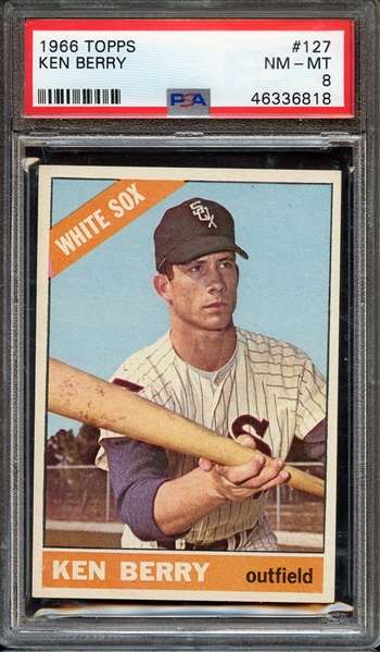 1966 TOPPS 127 KEN BERRY PSA NM-MT 8