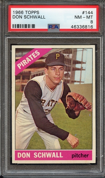 1966 TOPPS 144 DON SCHWALL PSA NM-MT 8