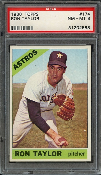 1966 TOPPS 174 RON TAYLOR PSA NM-MT 8