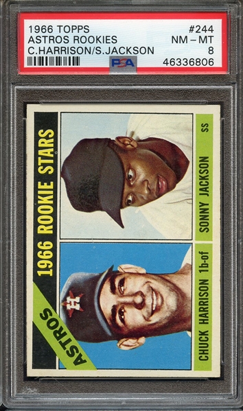 1966 TOPPS 244 ASTROS ROOKIES C.HARRISON/S.JACKSON PSA NM-MT 8