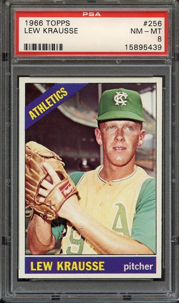 1966 TOPPS 256 LEW KRAUSSE PSA NM-MT 8