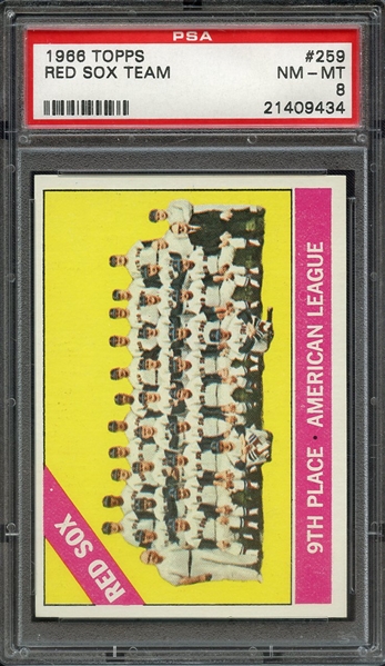 1966 TOPPS 259 RED SOX TEAM PSA NM-MT 8