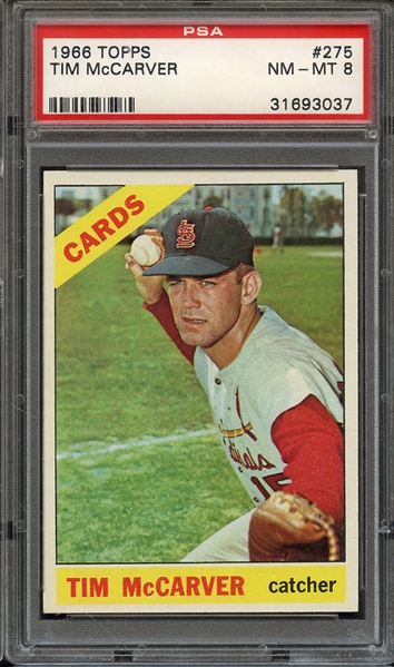 1966 TOPPS 275 TIM McCARVER PSA NM-MT 8