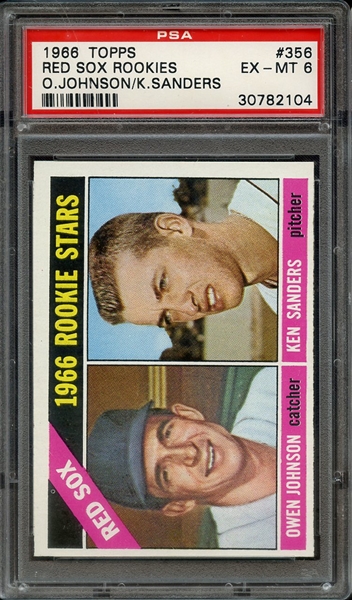 1966 TOPPS 356 RED SOX ROOKIES O.JOHNSON/K.SANDERS PSA EX-MT 6