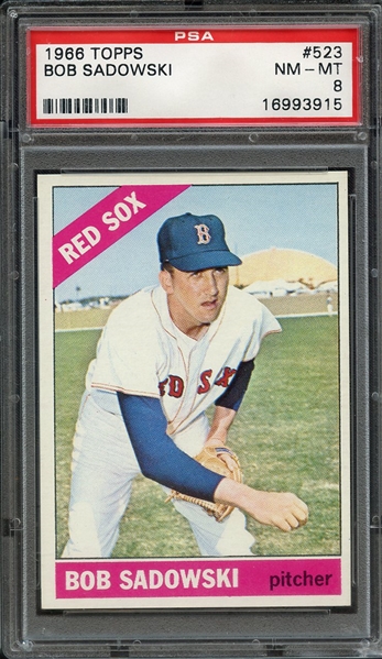 1966 TOPPS 523 BOB SADOWSKI PSA NM-MT 8