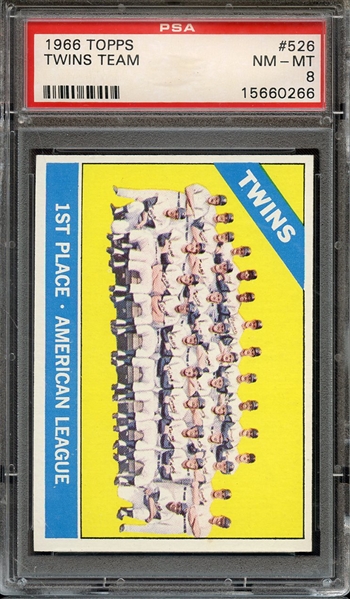 1966 TOPPS 526 TWINS TEAM PSA NM-MT 8