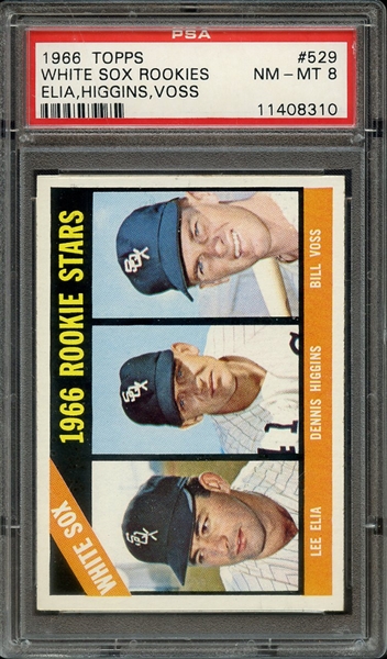 1966 TOPPS 529 WHITE SOX ROOKIES L.ELIA/D.HIGGINS/B.VOSS PSA NM-MT 8