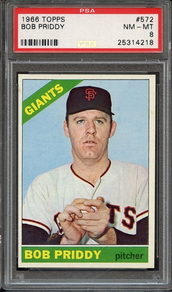 1966 TOPPS 572 BOB PRIDDY PSA NM-MT 8