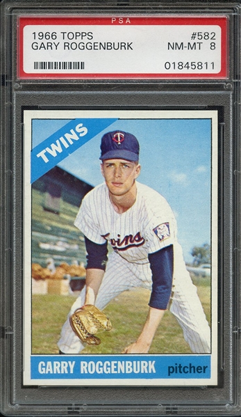 1966 TOPPS 582 GARRY ROGGENBURK PSA NM-MT 8
