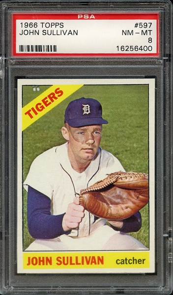 1966 TOPPS 597 JOHN SULLIVAN PSA NM-MT 8