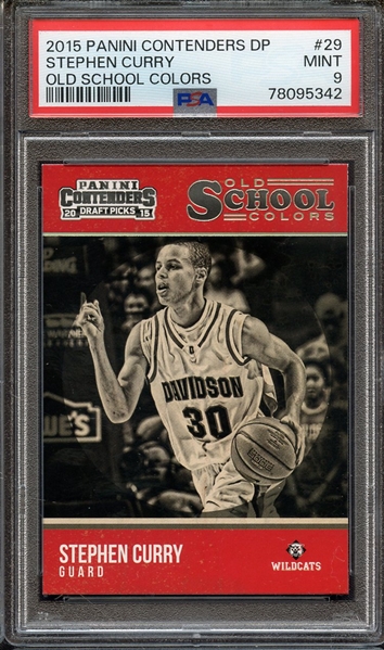 2015 PANINI CONTENDERS DRAFT PICKS OLD SCHOOL COLORS 29 STEPHEN CURRY OLD SCHOOL COLORS PSA MINT 9