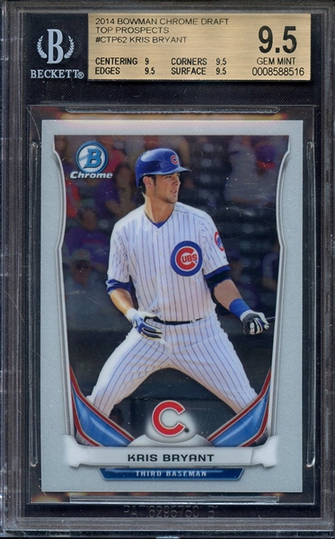 2014 BOWMAN CHROME DRAFT TOP PROSPECTS CPT62 KRIS BRYANT BGS GEM MINT 9.5