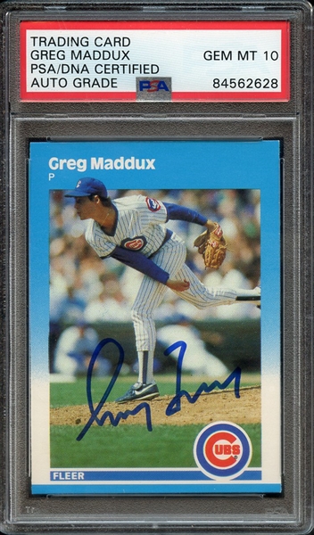 1987 FLEER UPDATE U68 SIGNED GREG MADDUX PSA/DNA AUTO 10