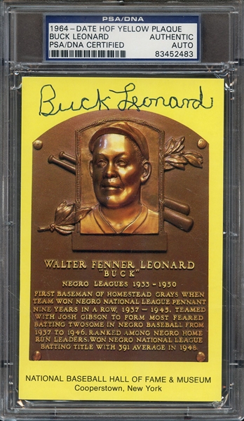 BUCK LEONARD SIGNED HOF POSTCARD PSA/DNA AUTO AUTHENTIC