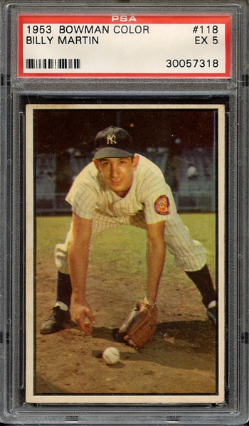 1953 BOWMAN COLOR 118 BILLY MARTIN PSA EX 5