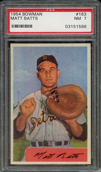 1954 BOWMAN 183 MATT BATTS PSA NM 7