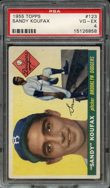 1955 TOPPS 123 SANDY KOUFAX PSA VG-EX 4