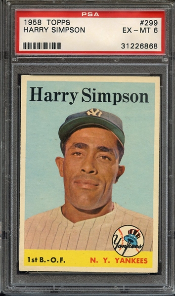 1958 TOPPS 299 HARRY SIMPSON PSA EX-MT 6