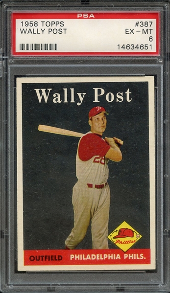 1958 TOPPS 387 WALLY POST PSA EX-MT 6