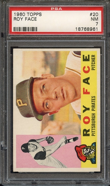 1960 TOPPS 20 ROY FACE PSA NM 7