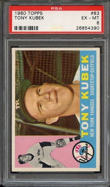 1960 TOPPS 83 TONY KUBEK PSA EX-MT 6